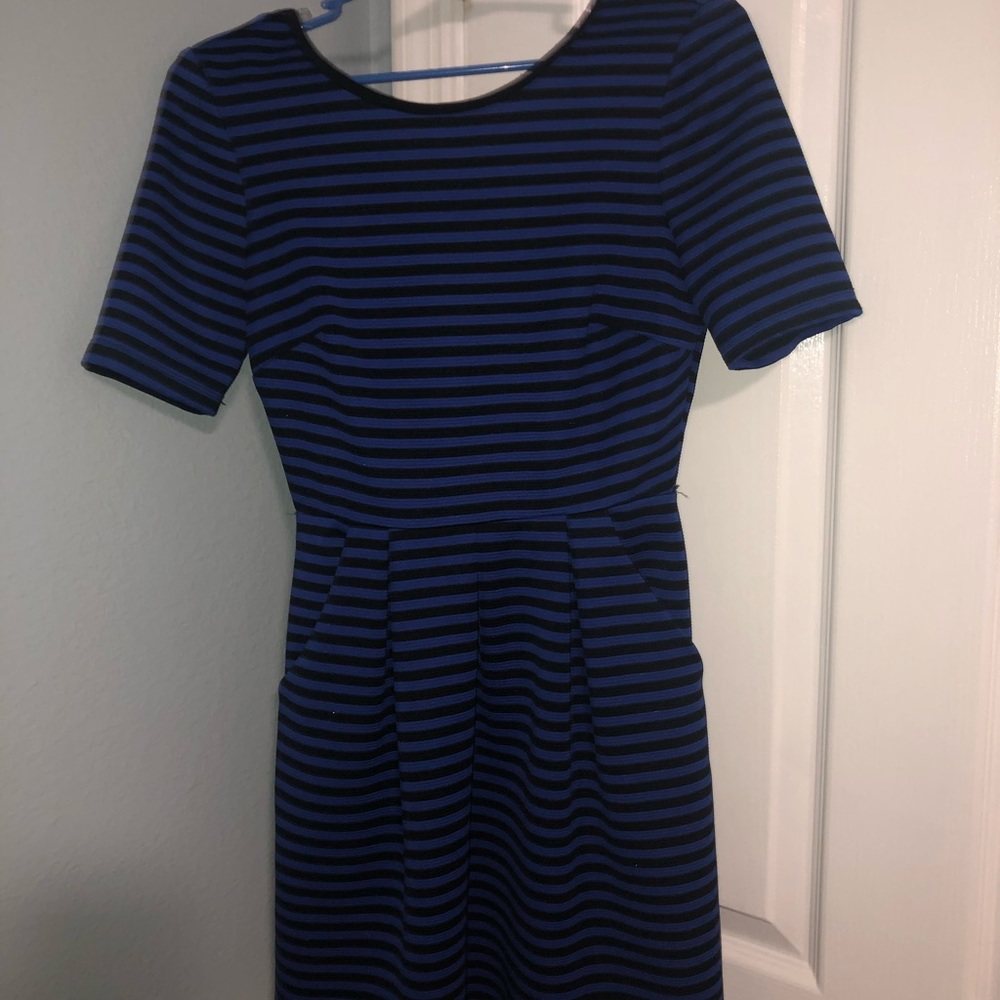 A blue and black dress
